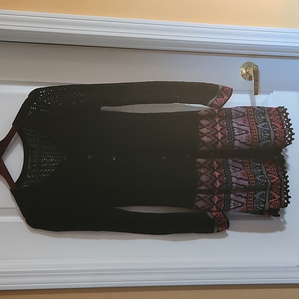 Tunic length crochet cardigan